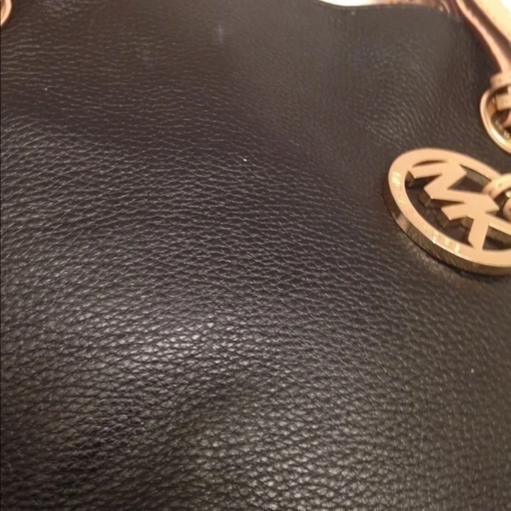 Signature black leather Michael Kors tote